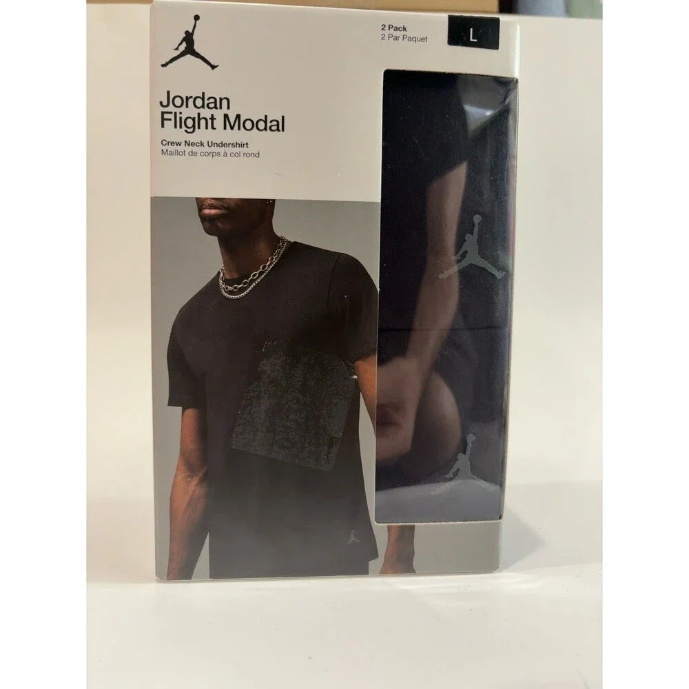 Jordan Flight Modal Crew Neck Undershirt 2 Pack Black Size Large NIB Stretch